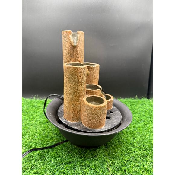 Alpine Corporation 11" Indoor Tiered Column Tabletop Fountain – Brown - Picture 2 of 8